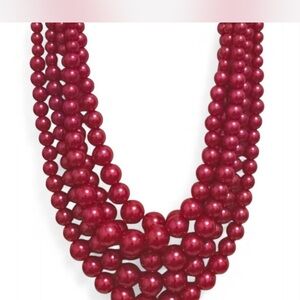 5 Strand Fuchsia Necklace